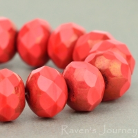 Rondelle (9x6mm) Coral Red Opaque with Bronze