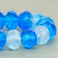 Rondelle (9x6mm) Aqua Blue Crystal White Mix Transparent