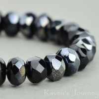 Rondelle (5x3mm) Jet Opaque with Platinum Finish