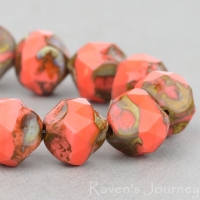 Baroque Central Cut (9mm) Orange Coral Opaque with Picasso Finish