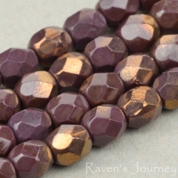 Round Faceted (4mm) Chocolate Opaque with Bronze Half-Coat