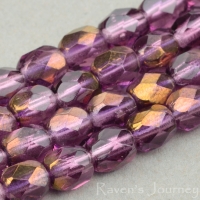 Round Faceted (4mm) Amethyst Transparent with Bronze Half-Coat