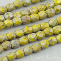 Round Faceted (3mm) Gaspeite Opaque with Picasso-osx