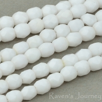 Round Faceted (3mm) White Opaque