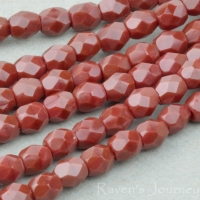 Round Faceted (3mm) Red Opaque