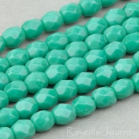 Round Faceted (3mm) Turquoise Green Opaque