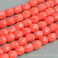 Round Faceted (3mm) Orange Opaque