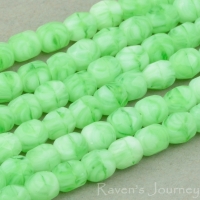 Round Faceted (3mm) Green White Mix Opaque