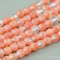 Round Faceted (3mm) Pink Crystal Mix Transparent Opaque