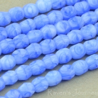 Round Faceted (3mm) Cobalt Blue White Mix Opaque
