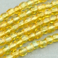 Round Faceted (3mm) Amber and Green Uranium Mix Transparent-osx