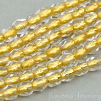 Round Faceted (3mm) Crystal Transparent, 14k Gold Lined-osx