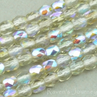 Round Faceted (3mm) Smokey Topaz Transparent with AB