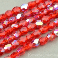 Round Faceted (3mm) Red Ruby Transparent with AB 3-osx