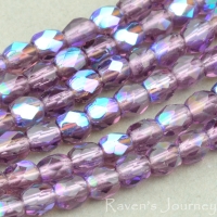 Round Faceted (3mm) Amethyst Transparent with AB-osx