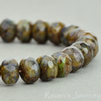 Rondelle (5x3mm) Green Opaque and Cobalt Transparent Mix with Picasso Fullcoat
