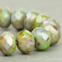 Rondelle (9x6mm) Greenstone with Luster