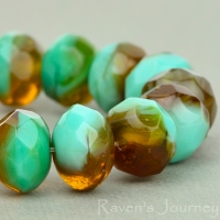 Rondelle (9x6mm) Turquoise Amber Mix Transparent Opaque