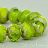 Rondelle (9x6mm) Olivine Gaspeite Mix Transparent Opaque with Picasso