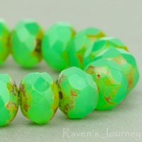 Rondelle (9x6mm) Green Opaline with Picasso #3