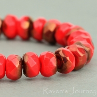 Rondelle (5x3mm) Red Coral Opaque with Bronze Finish