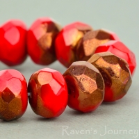 Rondelle (9x6mm) Red Coral Opaque Bronze