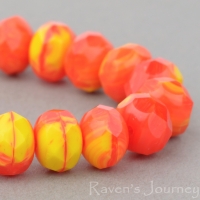 Rondelle (9x6mm) Orange Yellow Mix Opaque