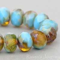 Rondelle (9x6mm) Turquoise Blue Amber Mix Opaque Transparent with Picasso-osx