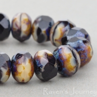 Rondelle (9x6mm) Jet Ivory Mix Opaque with Picasso