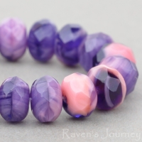 Rondelle (9x6mm) Pink Purple Amethyst Mix Opaque Transparent