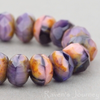 Rondelle (9x6mm) Pink Purple Amethyst Mix Opaque Transparent with Picasso