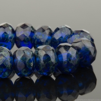 Rondelle (5x3mm) Cobalt Blue with Aqua Picasso Finish