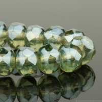 Rondelle (5x3mm) Sage Green Transparent with Silver Luster