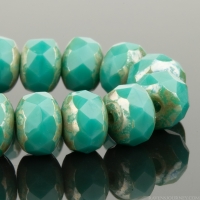 Rondelle (5x3mm) Green Turquoise Opaque with Lustered Picasso Finish