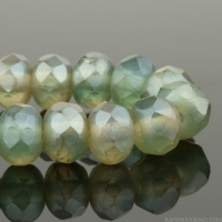 Rondelle (5x3mm) Sage Green Mix Transparent with Matt Silver Luster