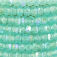 Gem Cut Microspacer (3x2mm) Aqua Opaline Vaseline Blue with Aurora Borealis Finish
