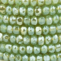 Gem Cut Microspacer (3x2mm) Sage Green Transparent with Silver Luster