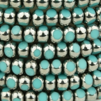 Faceted Seed Bead  6/0 (4x3mm) Turquoise Blue Matte with Shiny Metallic Silver Finish