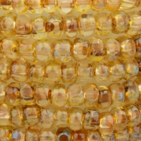 Faceted Seed Bead  6/0 (4x3mm) Crystal with Picasso Finish