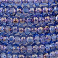Faceted Seed Bead  6/0 (4x3mm) Sapphie Blue Transparent with Bronze Purple Luster
