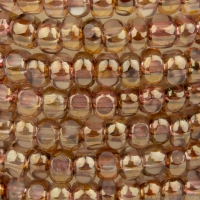 Faceted Seed Bead  6/0 (4x3mm) Crystal with Natural Gold Stone Finish