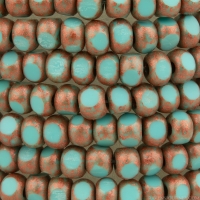 Faceted Seed Bead  6/0 (4x3mm) Turquoise Blue with Antique Copper Finish