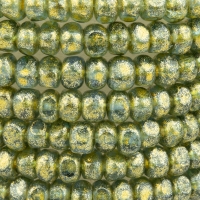 Faceted Seed Bead  6/0 (4x3mm) Aqua Green Transparent with  Antique Gold Finish Full Coat