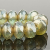 Rondelle (7x5mm) Sage Green Transparent with Silver Luster