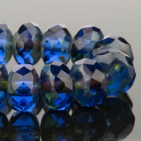 Rondelle (7x5mm) Cobalt Blue Transparent with Picasso Finish