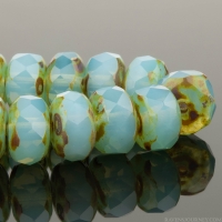 Rondelle (7x5mm) Blue Opal with Picasso Finish