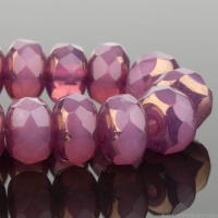 Rondelle (7x5mm) Pink Opal with Bronze Finish