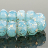 Rondelle (7x5mm) Blue Opal with Antique Gold Finish