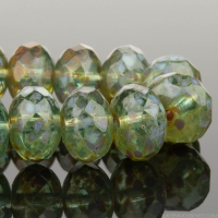 Rondelle (9x6mm) Aqua Green Transparent with Full Picasso Finish