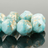 Baroque Central Cut (9mm) Larimar Blue Mix with Antique Gold Finish